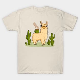 Coffee Llama and cactuses T-Shirt